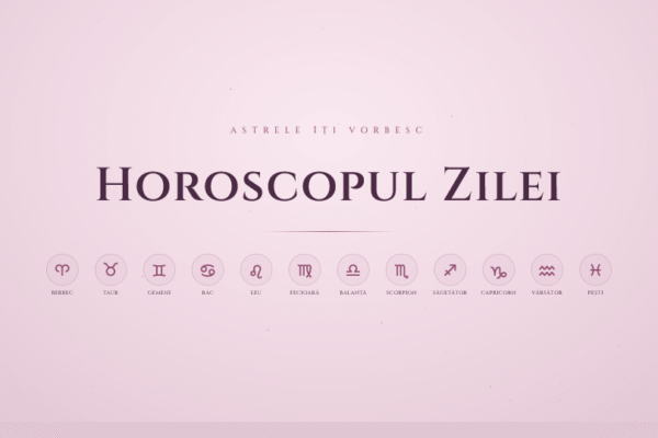 Horoscopul zilei cu simbolurile zodiilor pe fundal roz