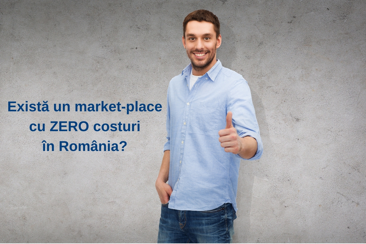 Bărbat zâmbind face semn de aprobare, mesaj marketplace zero costuri